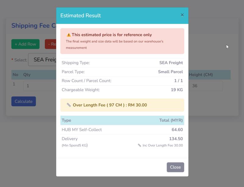 International Shipping Fee Calculator